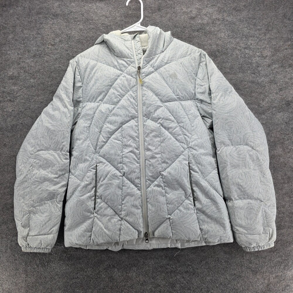 Nike ACG Jacket Womens Medium Gray Down Hooded 3 Outer Layer Patterned Coat